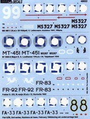 AMLD 48 022 AML 1/48 Decal and add-on kit MS 406, Bf 109 G-6, D. XXI, G. 50
