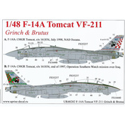 UR48202 UpRise 1/48 Декаль для F-14A Tomcat VF-211 Grinch & Brutus