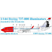 URP3 Sunrise 1/144 Decal for 737-800 airliner, portholes, transparent