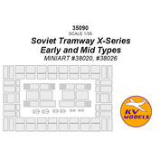 35090 KV Models 1/35 Paint Mask for Soviet Tram Series-X Early and Late Types