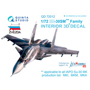 QD72012 Quinta Studio 1/72 3D cabin interior Decal Sukhoy-30CM (for the Zvezda model)