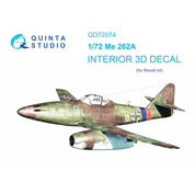 QD72074 Quinta Studio 1/72 3D Декаль интерьера кабины Me-262A (Revell)