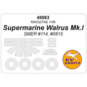 48063 KV Models 1/48 Набор окрасочных масок для модели самолёта Walrus Mk.I - SMER