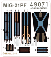 49071 Eduard 1/48 Ремни для MiGG-21PF seatbelts FABRIC