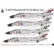 UR32209 Sunrise 1/32 Decal for F-4N/J Phantom-II VF-41 Black Aces, without tech. inscriptions, FFA (removable lacquer substrate)