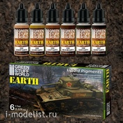 10128 Green Stuff World Набор жидких пигментов - Земля / Liquid Pigments Set - Earth