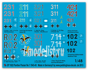 ep 1022 Peddinghaus-decals 1/48 Decal 8 different Panther Markings