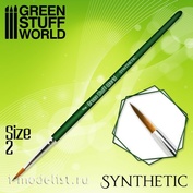 2331 Green Stuff World Кисть Синтетическая Размер 2 / GREEN SERIES Synthetic Brush - Size 2