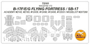72101 KV Models 1/72 Маска для B-17F/E/G Flying Fortress / SB-17