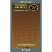 MP-3509 Wilder 1/35 Dry decal German numbers for ground vehicles. Set 6.1 Solid, red.