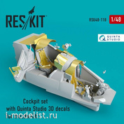 RSU48-0118 Reskit 1/48 Mi-24 (V) Cockpit set with Quinta Studio 3D decals for Zvezda Kit