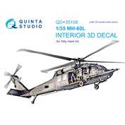 QD+35108 Quinta Studio 1/35 3D Декаль интерьера кабины MH-60L (KittyHawk) (с 3D-печатными деталями)