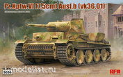 RM-5036 Rye Field Model 1/35 Немецкий танк Pz.Kpfw.VI Ausf.B (VK 36.01) с 75-мм пушкой и рабочими траками