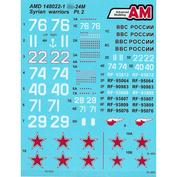 AMD148022-1 Advance Modeling 1/48 Decals for Sukhoi-24M from the Russian Aerospace Forces Aviation Group in Syria, Khmeimim airfield
