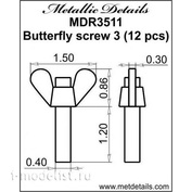 MDR3511 Metallic Details Butterfly screw 3 Add-on Kit (12 pcs)