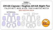 72250-1 KV Models 1/72 Маска для OH-6A Cayuse / Hughes AH-6A Night Fox (ITALERI #017, #028, #1028, TAMIYA #60709, #60724) - двусторонние маски