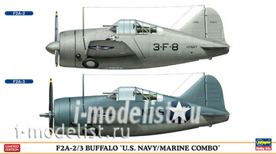 01974 Hasegawa 1/72 Brewster F2A-2 / F2A-3 Buffalo USN/USMC Combo (две модели в коробке)