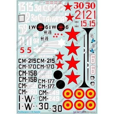 32007 Begemot 1/32 Декаль Polikarpov И-16 family