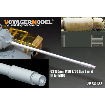 VBS0188 Voyager Model 1/35 Металлический ствол для 120mm M58 L/60 (M103 used)