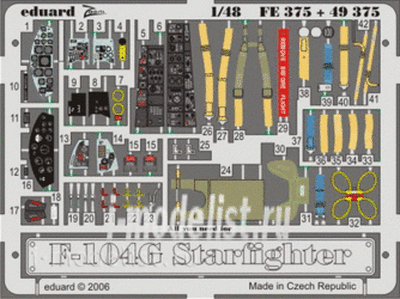 FE375 Eduard 1/48 Color photo etched parts for the F-104G S. A.