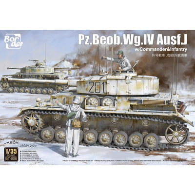 BT-006 Border Model 1/35 German Tank Pz.Beob.Wg. IV Ausf. J with commander and infantry