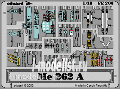 Eduard 1/48 FE206 Colour photo etched parts for Me 262A Schwalbe