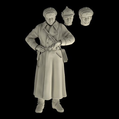 Im35076 Imodelist 1/35 Фигура командира экипажа СТЗ-5 (Звезда) - в наборе два варианта голов (буденовка/ушанка)