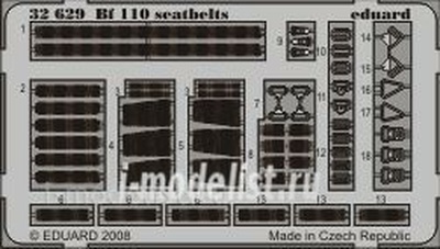 32629 1/32 Eduard Color photo etched parts for Bf 110 seatbelts    