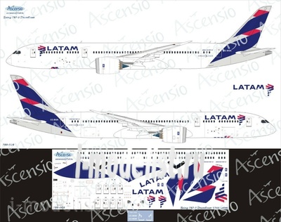 789-008 Ascensio 1/144 Scales the Decal on the plane Boeng 787-9 (Latam)