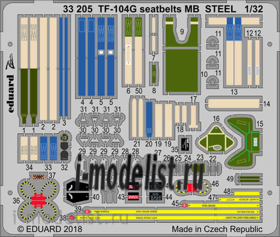 33205 Eduard 1/32 Фототравление для TF-104G с сидениями MB, сталь