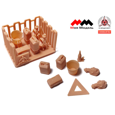 im35088 Imodelist 1/35 Набор дополнений «Канистры, противогазы, знак» для модели 3650 Звезда