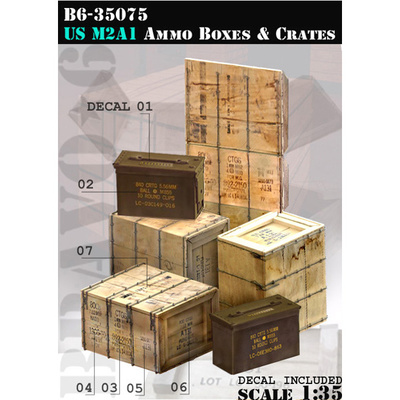 B6-35075 Bravo-6 1/35 U.S. M2A1 Ammo Boxes and Crates / Коробки и ящики с боеприпасами M2A1 США