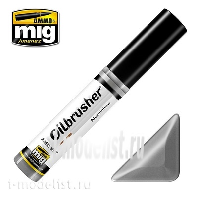 AMIG3537 Ammo Mig ALUMINIUM (Масляная краска с тонкой кистью аппликатором) / АЛЮМИНИЙ