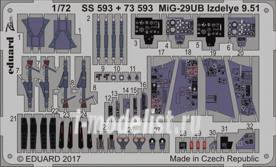 SS593 Eduard 1/72 Цветное фототравление для MiGG-29УБ Изделие 9.51