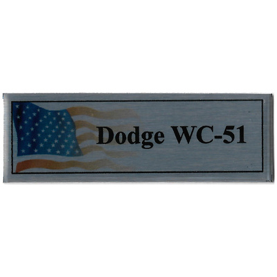 Т367 Plate Табличка для Американского армейского автомобиля Dodge WC-51, 60х20 мм, серебро, флаг США