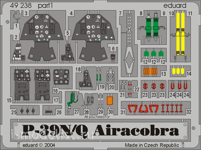 49238 Eduard 1/48 Фототравление для P-39Q/ N