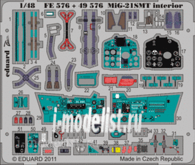 FE576 Eduard 1/48 Цветное фототравление для MiGG-21SMT interior