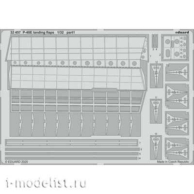 32457 Eduard photo etched parts for 1/32 P-40E landing flaps