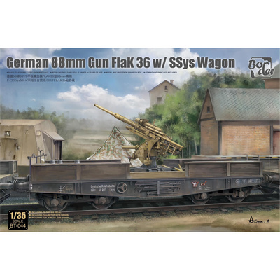 BT-044 Border Model 1/35 Немецкая 88-мм пушка Flak 36 на жд платформе SSys