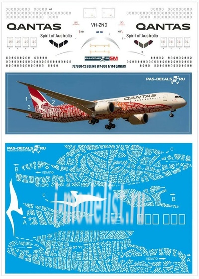 787900-12 PasDecals 1/144 Декаль на Boing 787-900 Qantas red