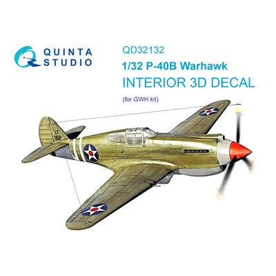 QD32132 Quinta Studio 1/32 3D Декаль интерьера кабины P-40B (GWH)
