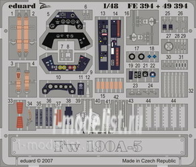 FE394 Eduard 1/48 Color photo etched parts for the Fw 190A-5