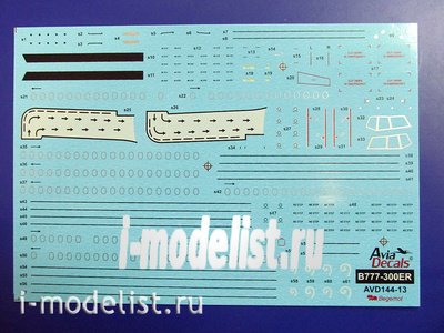 AVD14413 Begemot 1/144 Decal 777-300 technical inscriptions