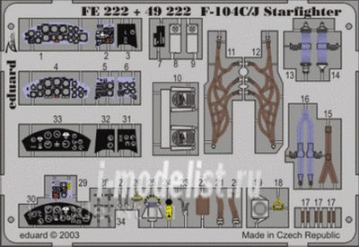 FE222 Eduard 1/48 Color photo etched parts for F-104C/ J