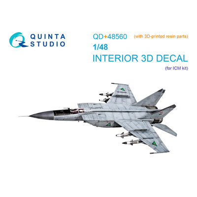 QD+48560 Quinta Studio 1/48 3D Декаль интерьера кабины MiGG-25ПД (ICM) (с 3D-печатными деталями)