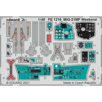 FE1216 Eduard 1/48 Фототравление для MiGG-21МФ Weekend