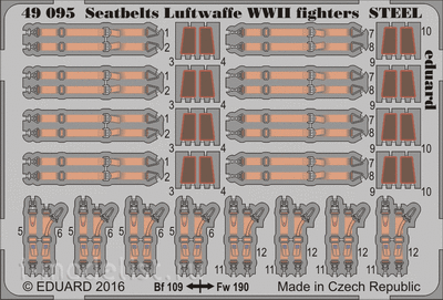 49095 Eduard 1/48 Фототравление для Ремни Luftwaffe WWII СТАЛЬ
