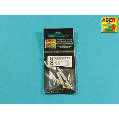 35 L-285 Aber 1/35 Металлический ствол 90 mm M-36 tank barrel cyrindrical Muzzle Brake with mantlet cover for U.S. M47 Patton
