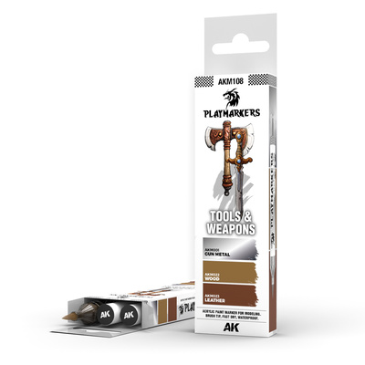 AKM108 AK Interactive Набор акриловых маркеров PLAYMARKER - Инструменты и оружие / TOOLS & WEAPONS – PLAYMARKER SET
