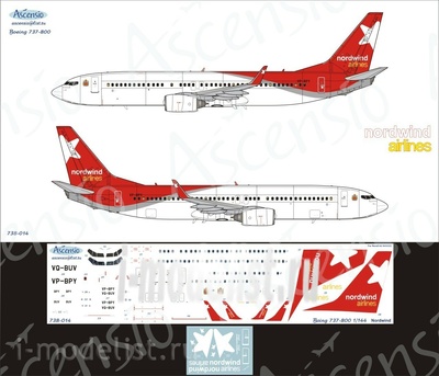 738-014 Ascensio 1/144 Декаль для боенг 737-800 (Nrd Wind Arlines)